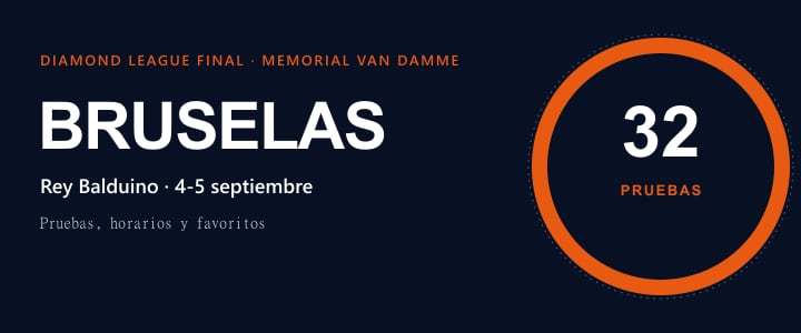Diamond League Final Bruselas 2026: 32 pruebas el 4 y 5 de septiembre en el Estadio Rey Balduino